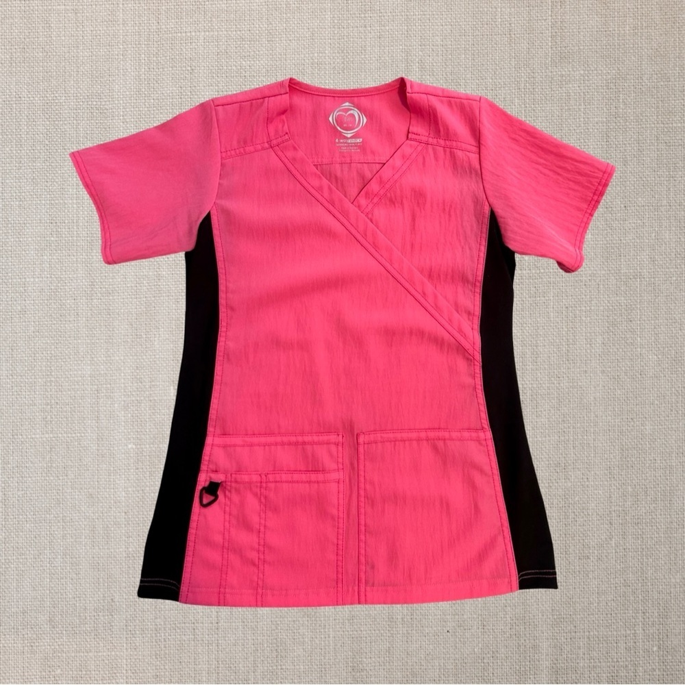 Health Pro Pink V-neck Scrub Top